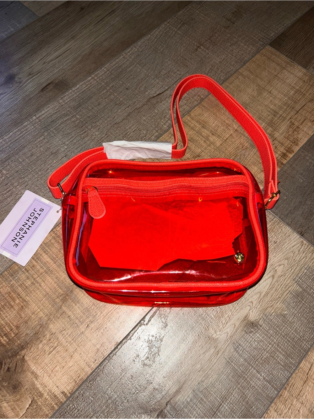NWT Stephanie Johnson Red/Orange Miami Crossbody Bag Clear Purse